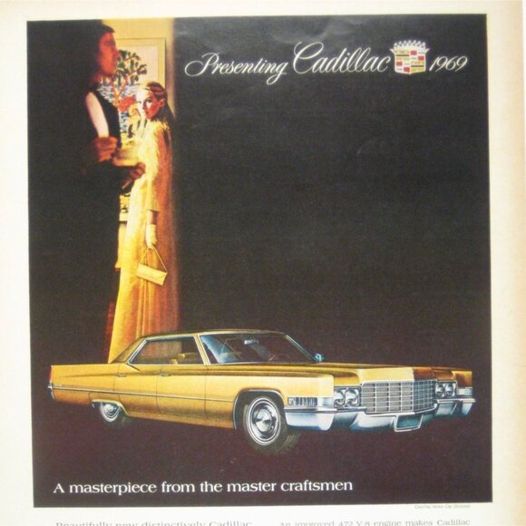 1969 Cadillac Vintage Print Ad 1968 GM Master Craftsmen Car Advert Decor Art - Picture 2 of 2